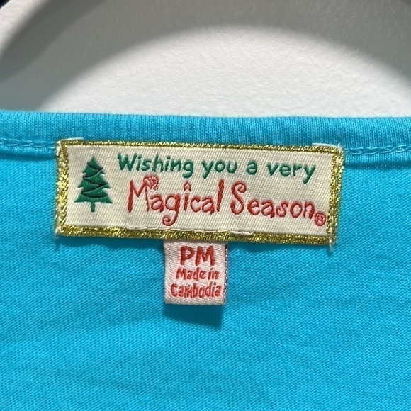 𝅺wishing You A Very Magical Season Palm Tree Flamingo Top size Petite Medium - Picture 5 of 9